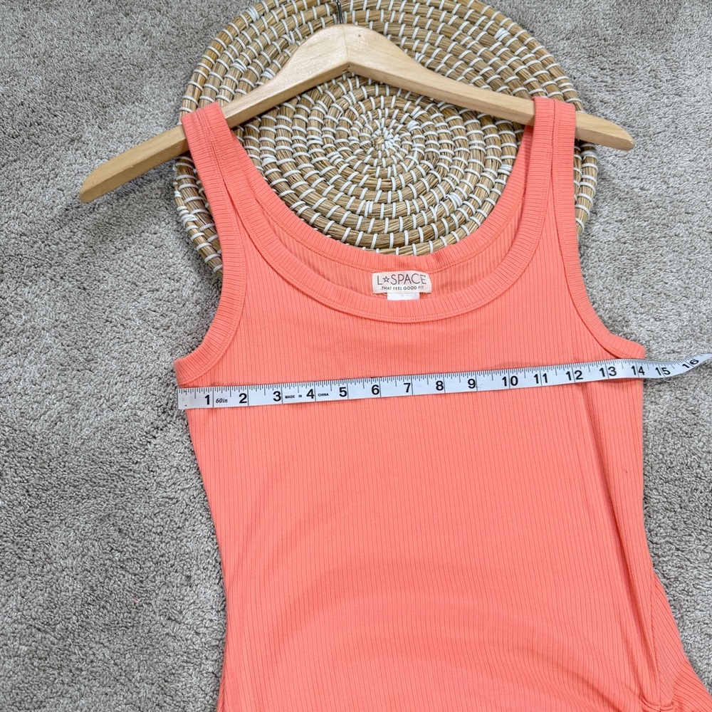 L*Space Wome’s Sandpiper Maxi Dress Sleeveless Ribbed Side Ruched Putty Orange S - Picture 12 of 14
